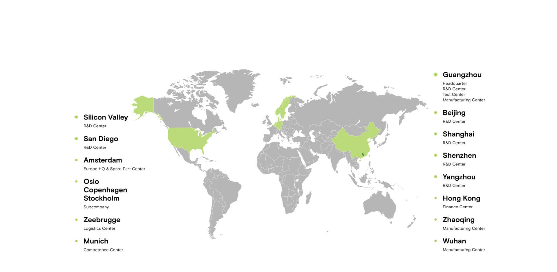 Carte des implantations XPENG